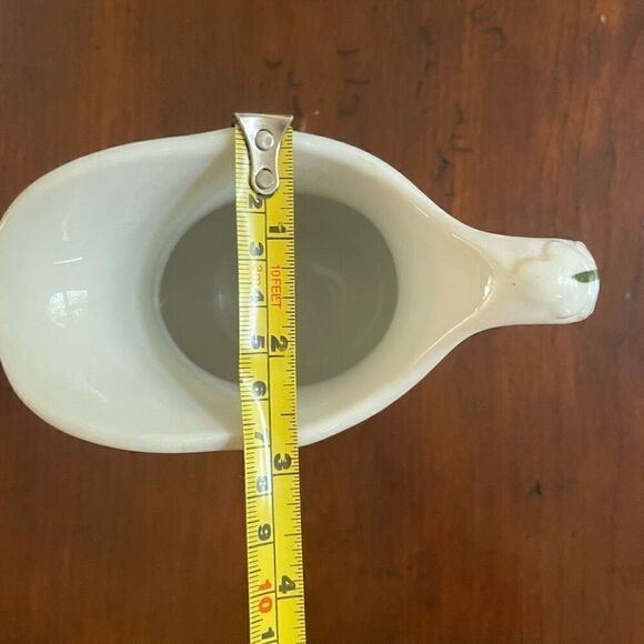 Vintage Albert Pick Co. Vitrified Cream Pitcher or Vase with Green Trim - Picture 11 of 12